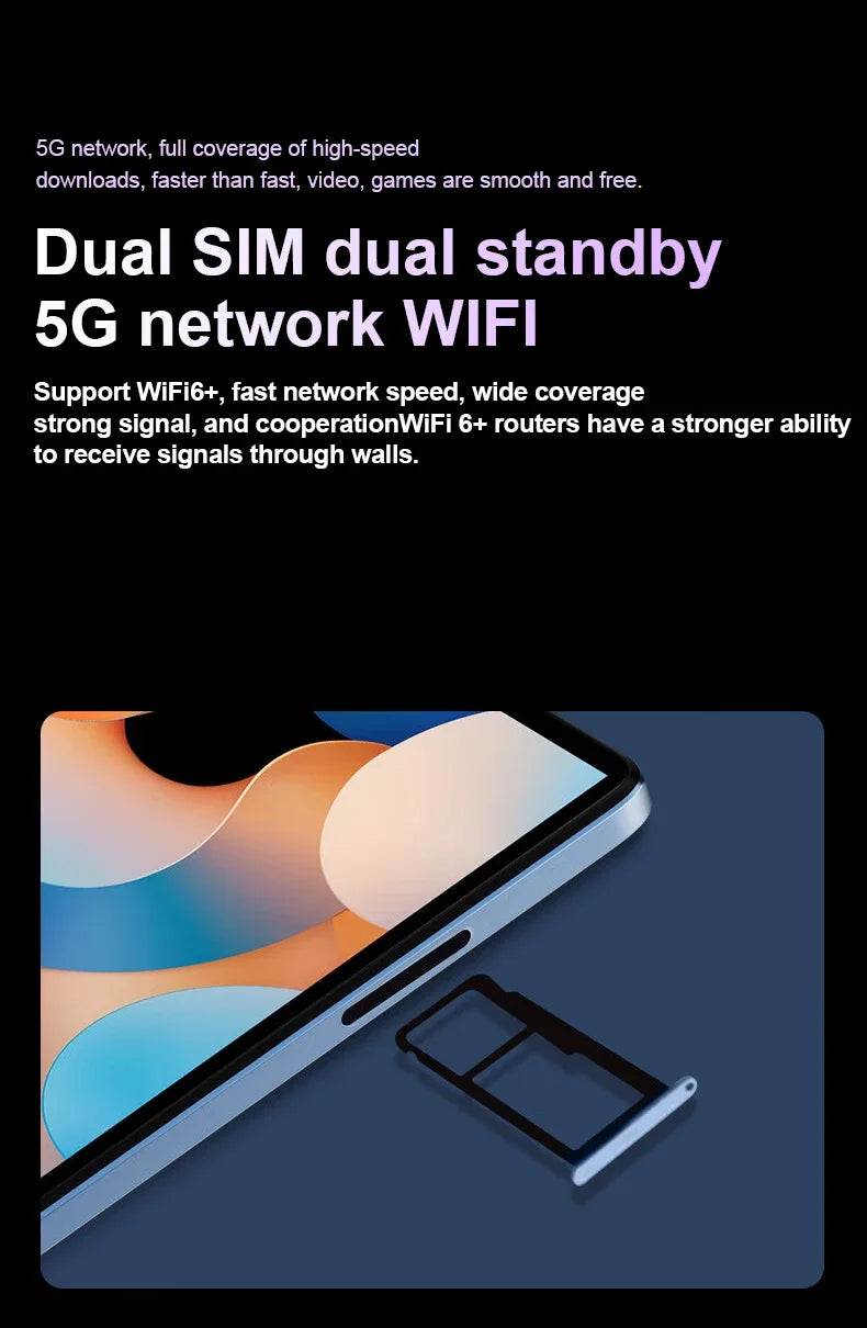 Globale Version 2025 10.1 inch Pad 8 Pro Tablet Android 12 10000mAh 16GB + 1TB Qualcomm Snapdragon 8 Gen2 10 Core Tablets PC