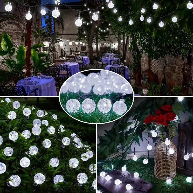 Solar Bubble Ball Light String Lights Outdoor Crystal Globe LED Fairy Lights Garden Party Easter Christmas Wedding Decorations