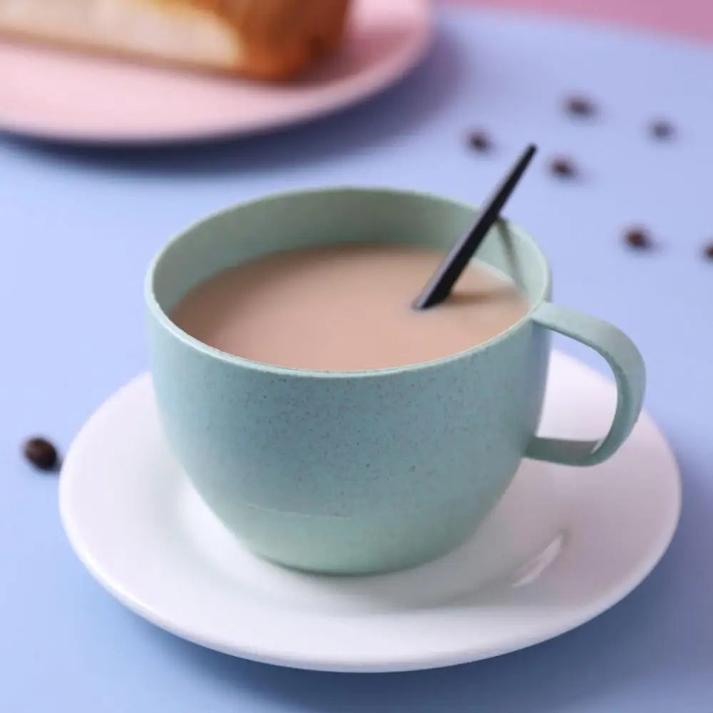 1 pcs Wide Mouth Reusable Kitchen Supplies with Handle Eco-friendly Drinking Cup Wheat Straw Cup Drinkware Coffee Mug