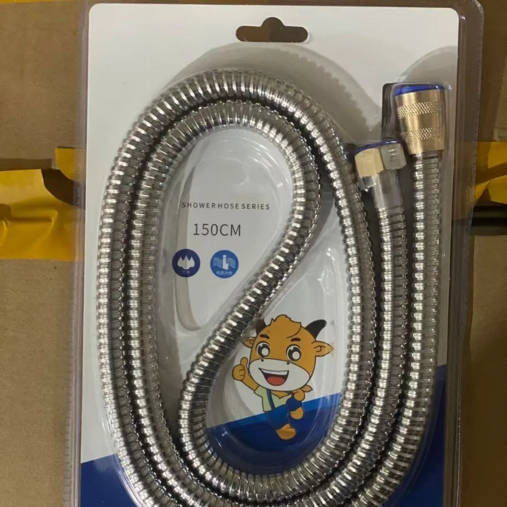 Stainless Steel Shower Hose Brass Nut Explosion-proof Extension Tube High Pressure Reinforced Handheld Shower Head Hose Bathroom