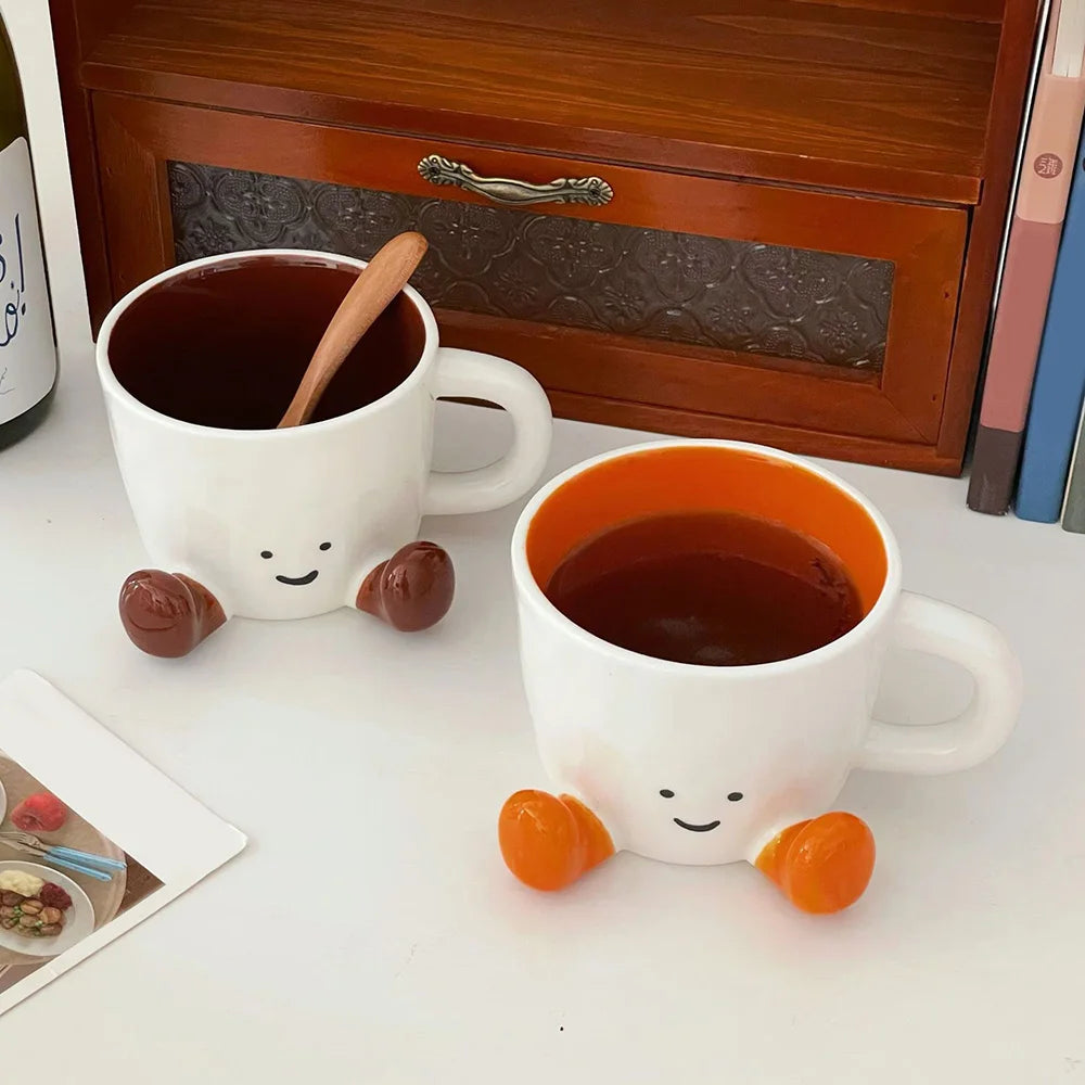 Kawaii Hand Pinch Feet Ceramic Coffee Cup Household High Appearance Level Water Cup Milk Mug Dormitory Home Gifts Mark Cup