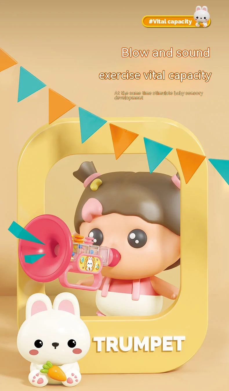 Little Rabbit Horn Children's Toy, Baby Will Blow Cartoon Harmonica Whistle Musical Instrument