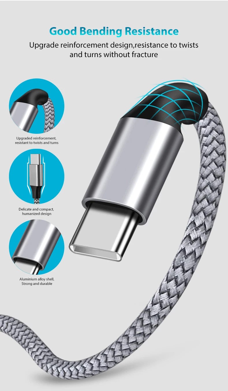 Type C to Type C PD 60W Fast Charging Cable Type C 3m 5m 8m 10m Extending Data Cable for iPhone 15 Pro Max Huawei Xiaomi Samsung