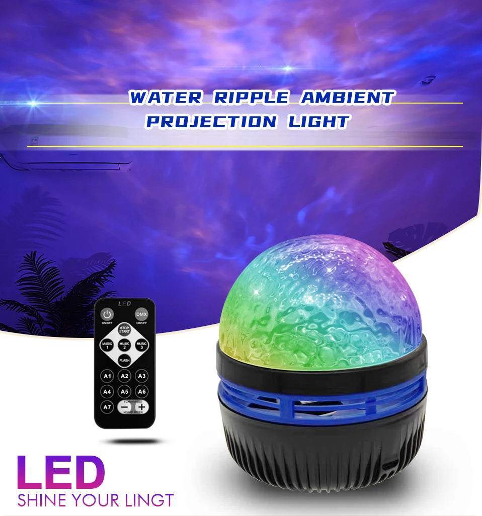 Starry Sky Galaxy Lamp Projector LED Night Light Remote Control Sound Active 5V USB Charging 7 Modes for Kids Room Party Decor