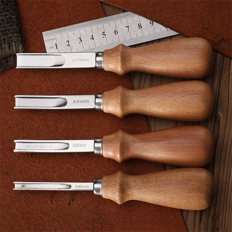 4PCS Leather Edge Skiving Beveler Tools Wide Leather Craft Edge Beveler Tool Kit Leather Edge Trimmer for DIY Leather Craft Tool