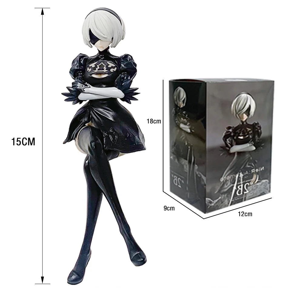 Anime NieR:Automata YoRHa A No.2 Type B Action Figure Noodle Stopper 2B 9S Sitting PosturePVC Model Collection Ornament Toy