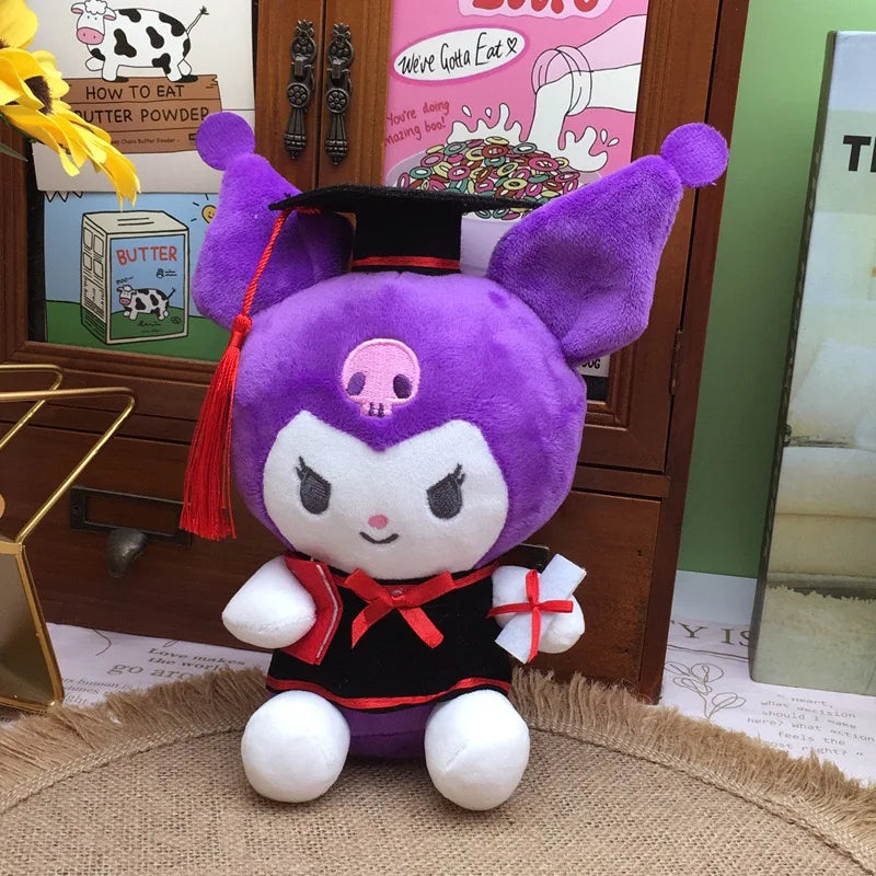 25cm Graduation Plush Toy Stitch Original Figures Stuffed Toys Sanrio Kuromi Hello Kitty Sofa Large Plush Doll Kids Xmas Gifts