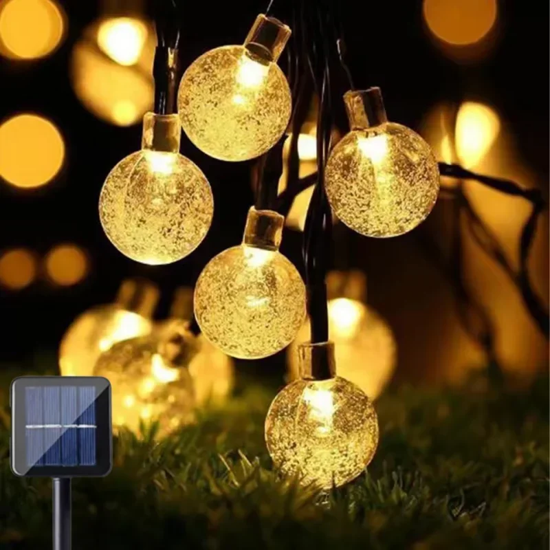 Solar Bubble Ball Light String Lights Outdoor Crystal Globe LED Fairy Lights Garden Party Easter Christmas Wedding Decorations