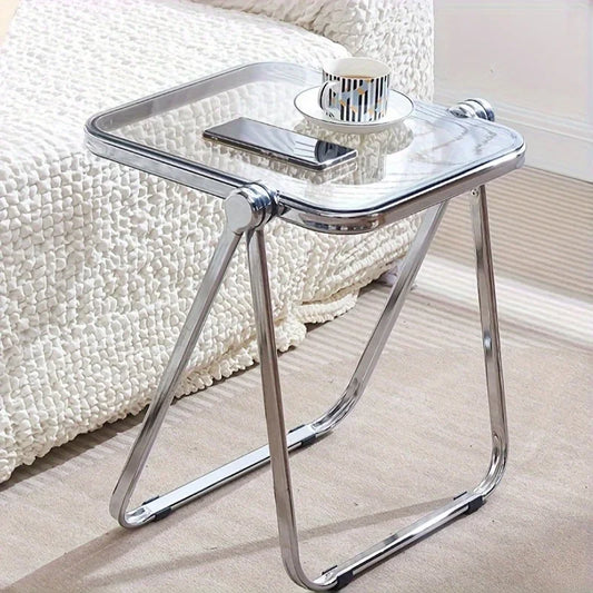 Foldable transparent thick small coffee table, simple computer desk, sofa edge table, light luxury coffee table, small desk