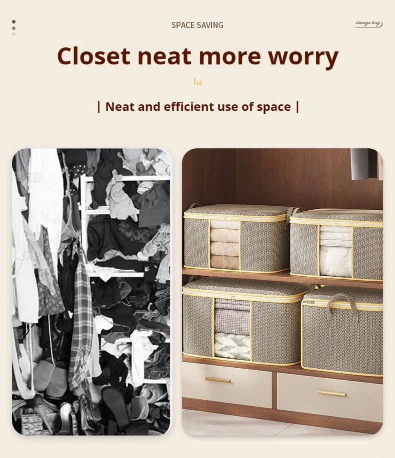 Closet Dustproof Organizer Visible Storage Bag Foldable Storage Box Quilt Container Moisture-proof Clothes Moving Bag