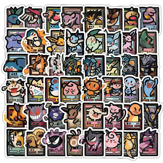 103pcs Pixel Style Anime Pokemon Stickers Pikachu Cartoon Decals DIY Suitcase Stationery Waterproof Sticker for Kids