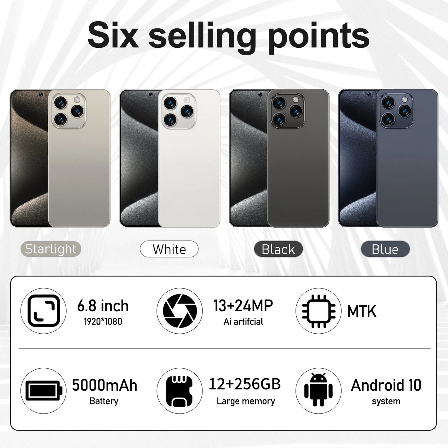 Note 14 Pro,Smartphone Cellphones Android 10,6.8 inch Screen,8+256GB,13+24MP,Mobile phone,5000mAh Google Play Store,Phone