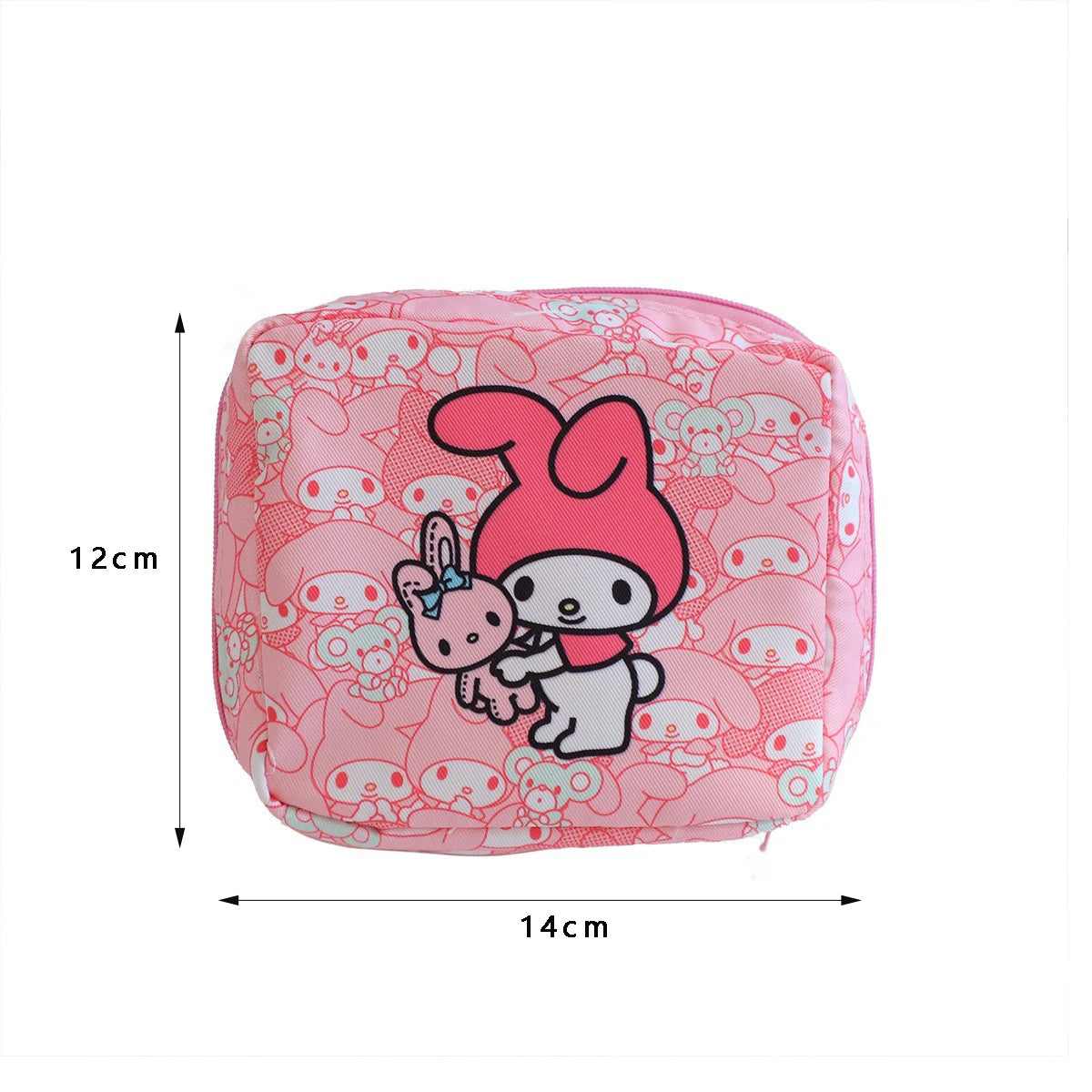 Kawaii Cartoon Kuromi My Melody Hello Kitty Menstrual Bag Cute Girly Purse Portable High Capacity Sanitary Napkin Storage Bag