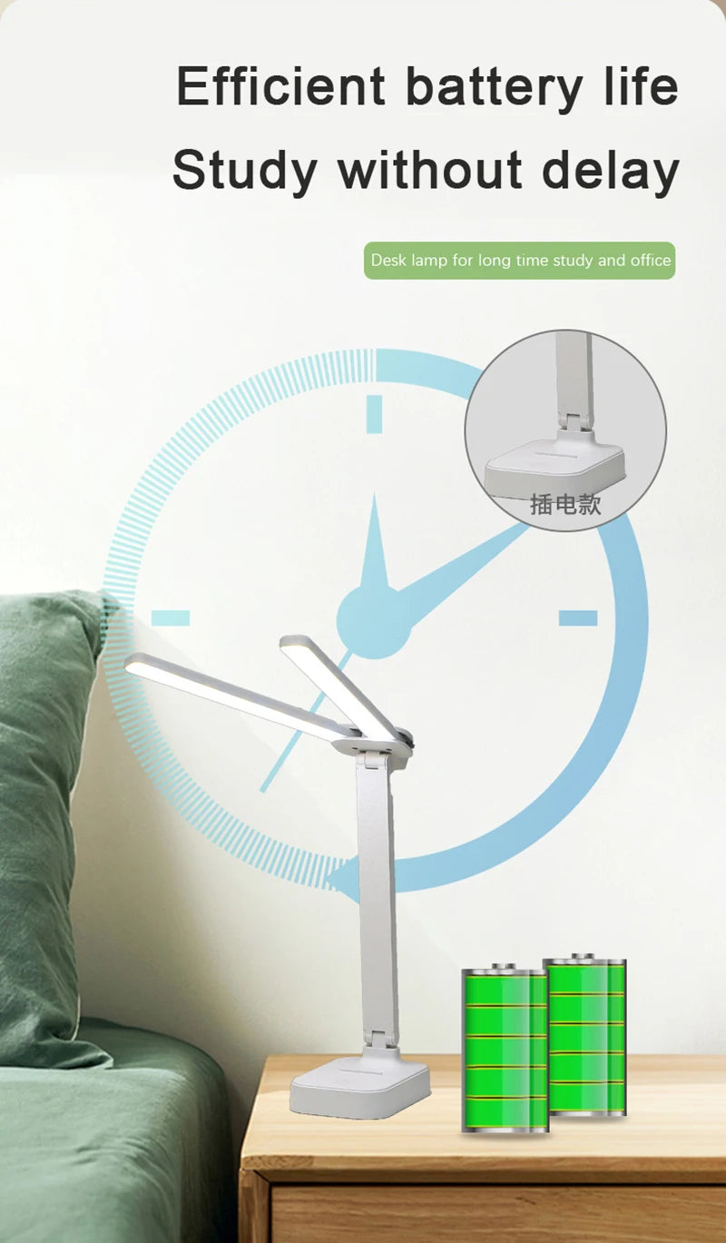 LED Desk Lamp USB Rechargeable Touch Night Light 3 Levels Dimmable Eye Protection Foldable Table Lamp For Bedroom Bedside Readin