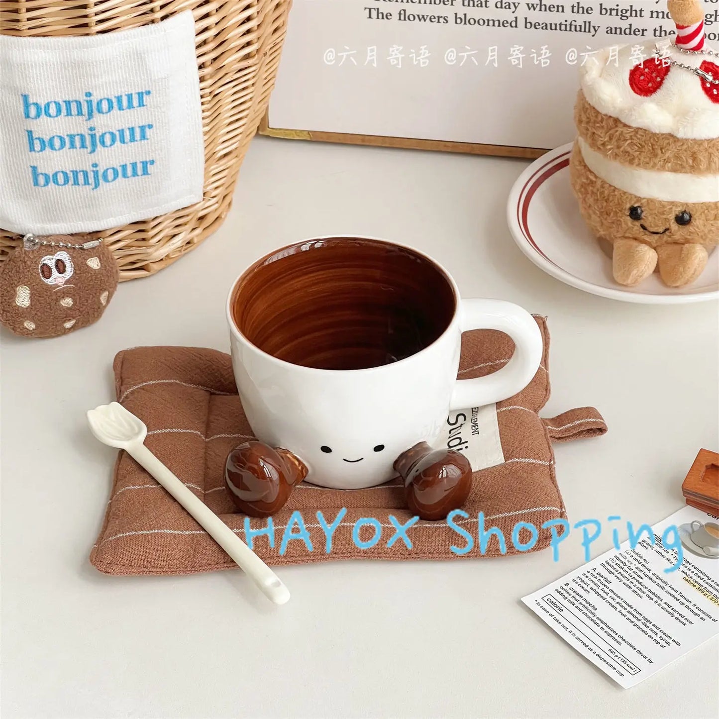 Hand Pinch Feet Ceramic Coffee Cup，Kawaii Household High Appearance Level Water Cup Milk Mug Dormitory Home Gifts Mark Cup