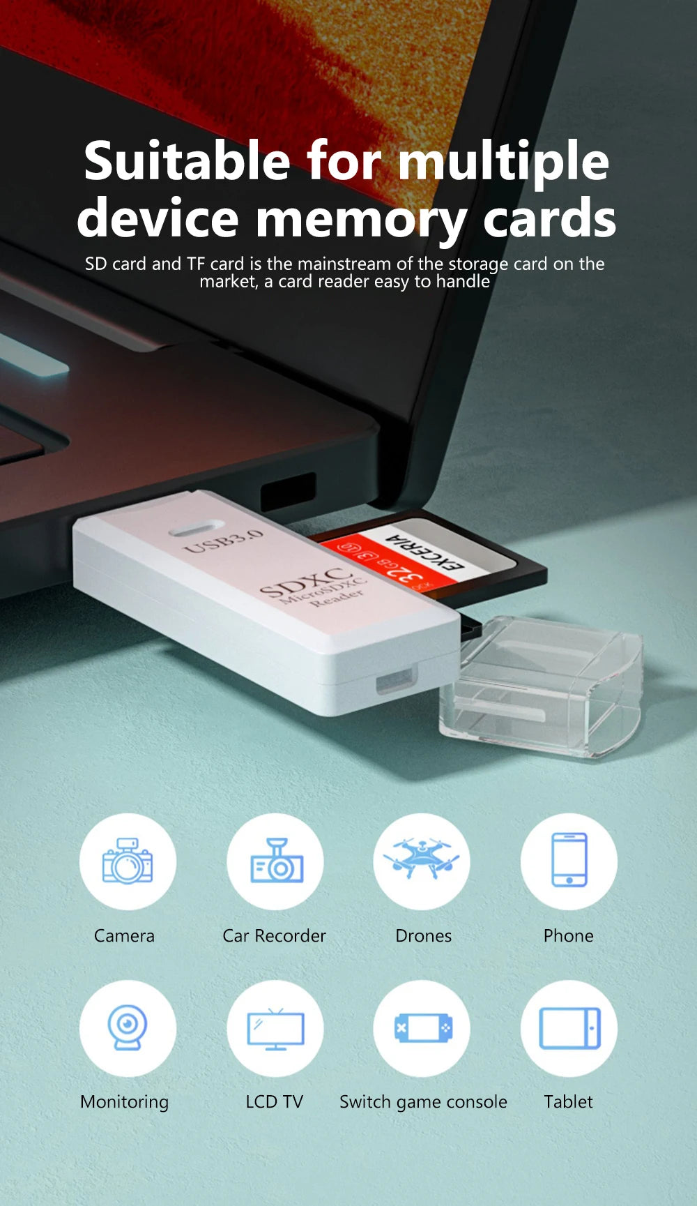 elough 2 in 1 TF SD Card Reader USB 3.0 USB 2.0 Memory Card Adapter Smart Cardreader Convertor for PC Laptop Accessories