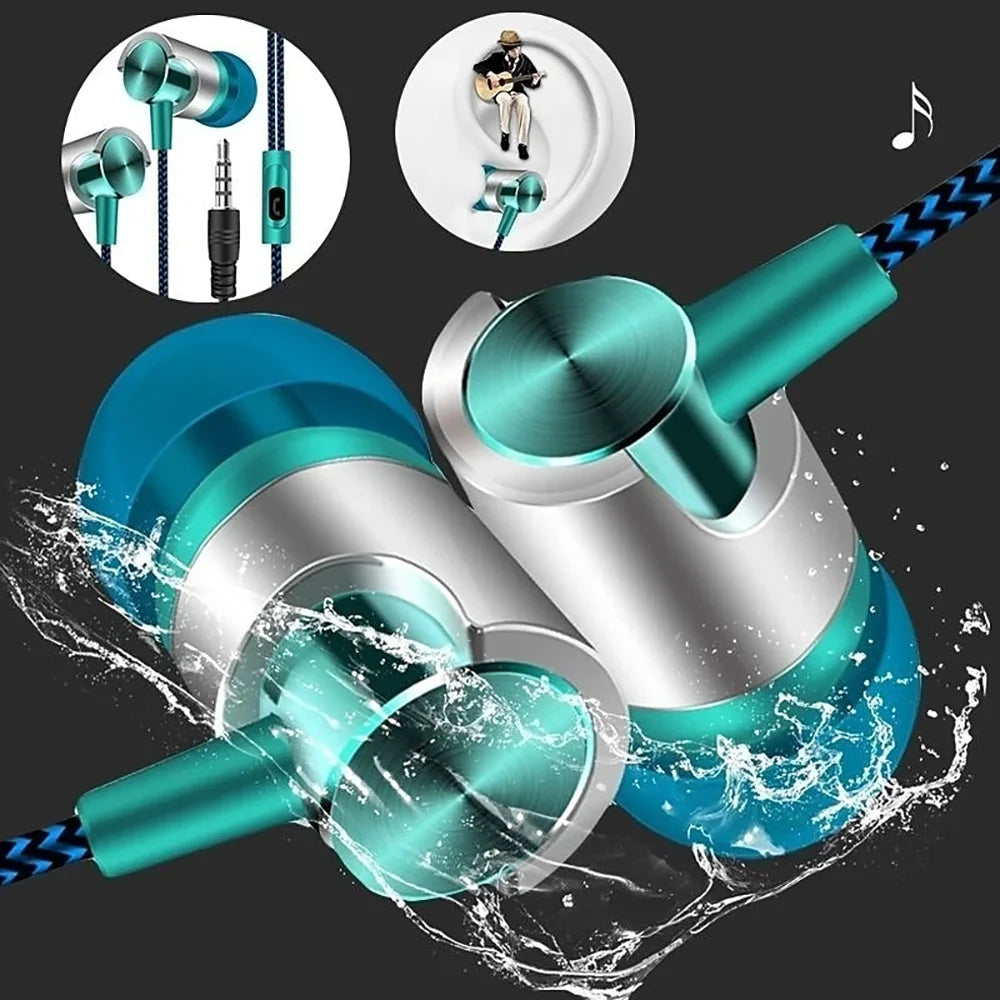3.5mm Wired Headphones Noise Canceling In-Ear Sports Earphone Dual Driver Bass Stereo Gaming Headset HiFi Music Earbuds With Mic