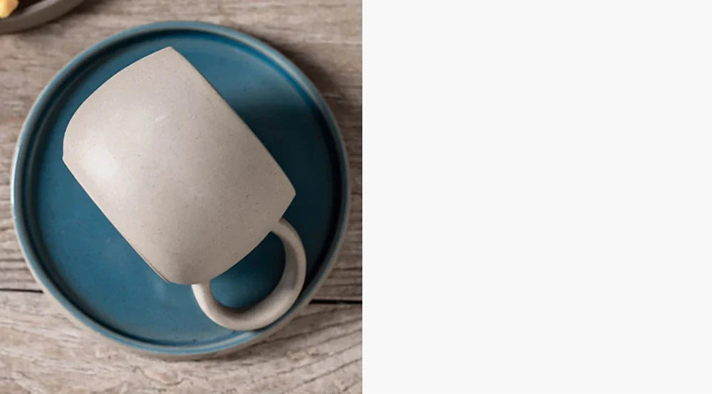 Pottery Mug For Latte Cappuccino Milk Juice Cocoa Cups With Dish 300ml