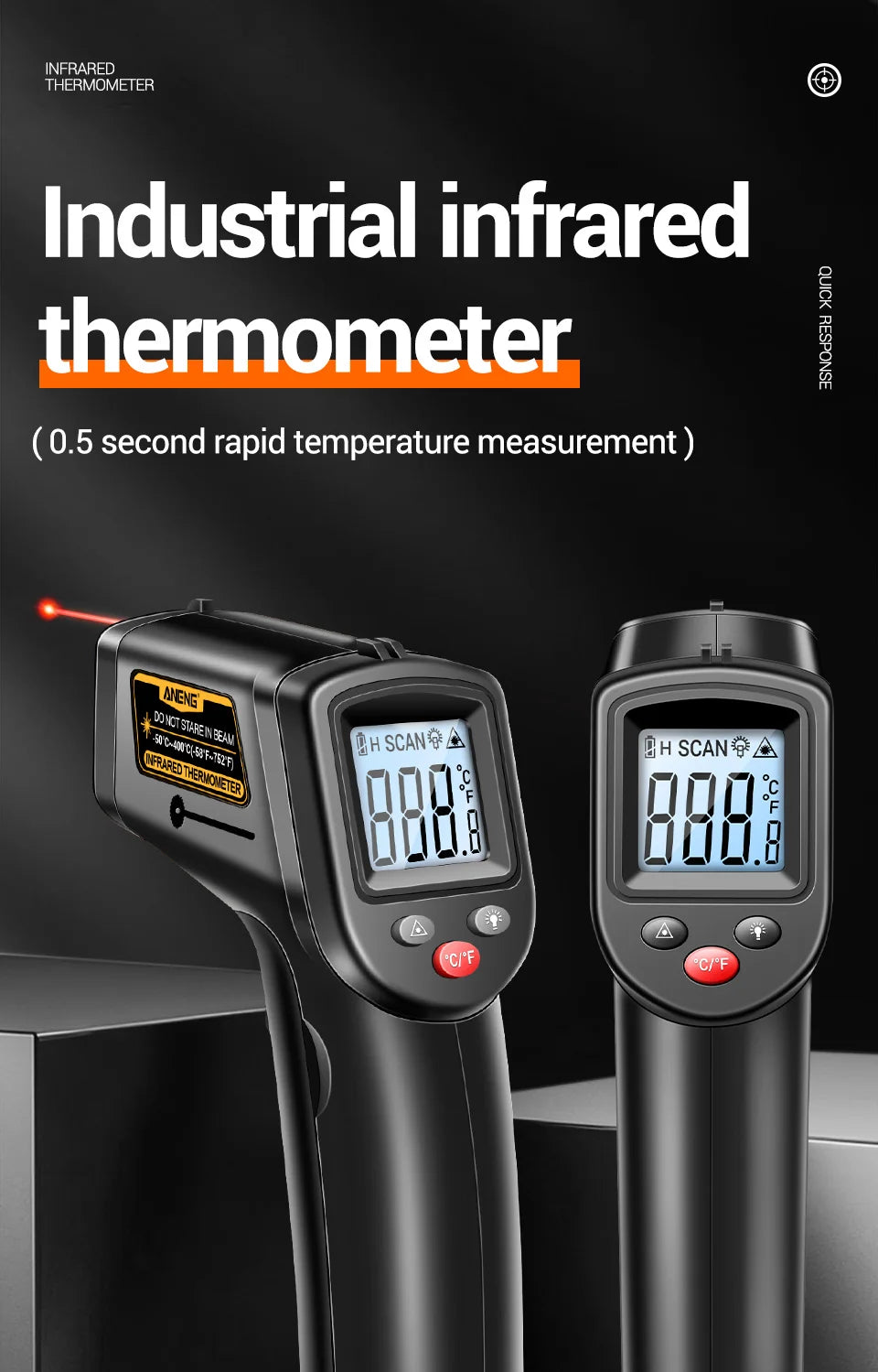 ANENG TH201 Celsius Display Digital Infrared Thermometer Highly Sensitive Non-contact Temperature Measuring Gun Hygrometer
