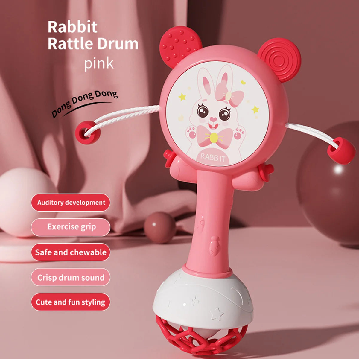 Baby Music Flashing Rattle Toys Rabbit Teether Hand Bells Mobile Infant Stop Weep Tear Rattles Newborn Early Educational Toy 18M