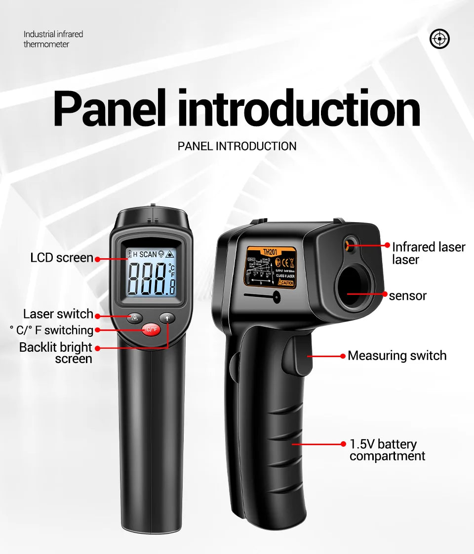 ANENG TH201 Celsius Display Digital Infrared Thermometer Highly Sensitive Non-contact Temperature Measuring Gun Hygrometer