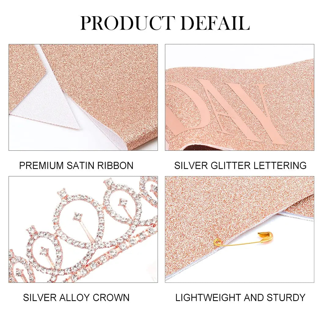 3 4 5 6 7 8 9 Rhinestone Crystal Crown Tiara Birthday Anniversary Decoration Happy Birthday Satin Sash Party Supplies
