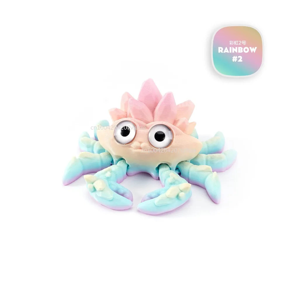 3D Printed Crystal Gems Crab Toys Joint Movable Model Novelty Animals Toy Anti-stress Figurine Miniature Desk Ornaments Birthday