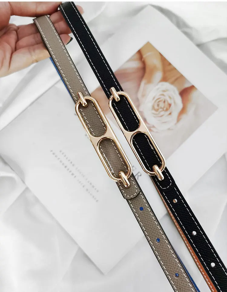 2023 Double-sided use of women's leather belt decorated ins fashion jeans wild student trend luxury design top quality brand