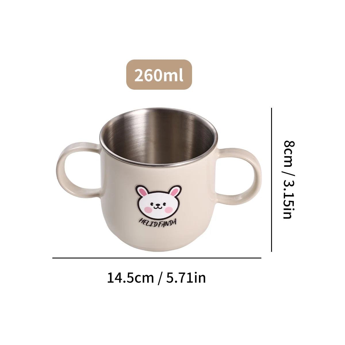 WORTHBUY New 304 Stainless Steel Water Cup Mug With Handle Cute Double Wall Milk Coffee Cup Anti Scalding Drinking Cup For Kids