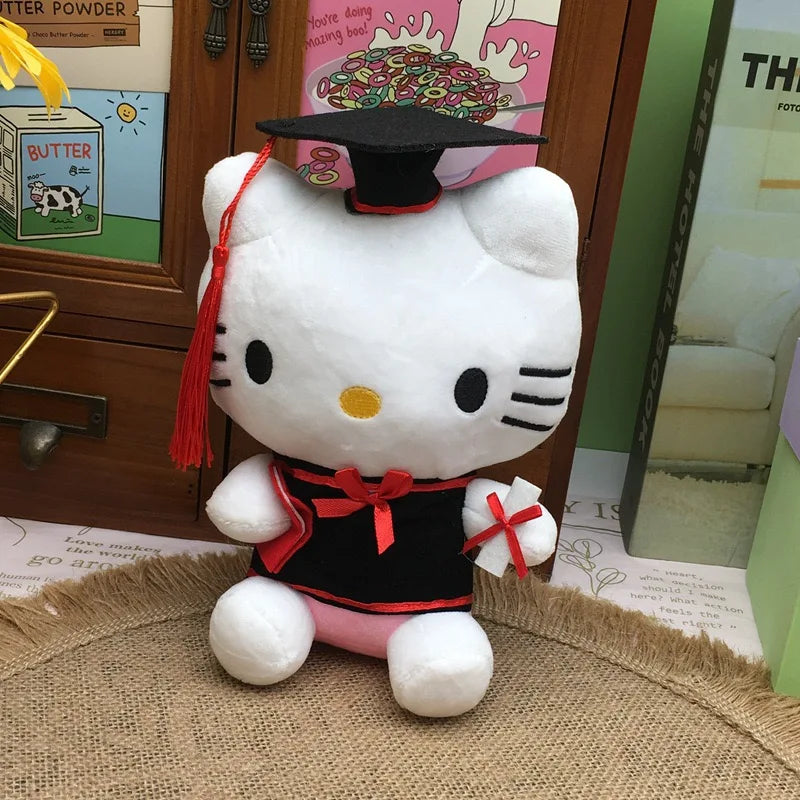 25cm Graduation Plush Toy Stitch Original Figures Stuffed Toys Sanrio Kuromi Hello Kitty Sofa Large Plush Doll Kids Xmas Gifts
