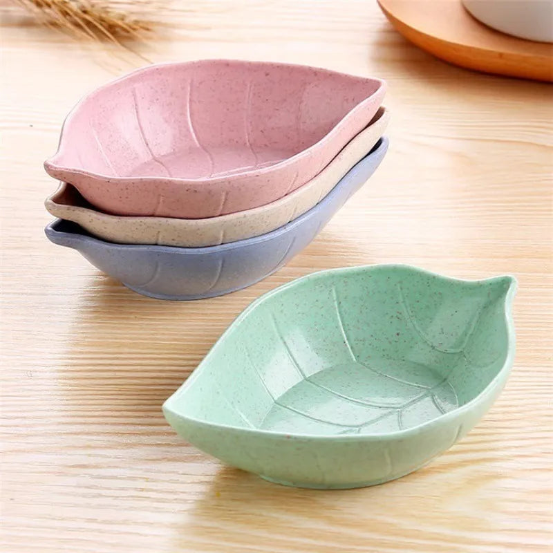New Nordic Style Leaf Small Plate Food Grade Wheat Straw Seasoning Plate Home Kitchen Vinegar Bowls Soy Sauce Plates Snack Plate