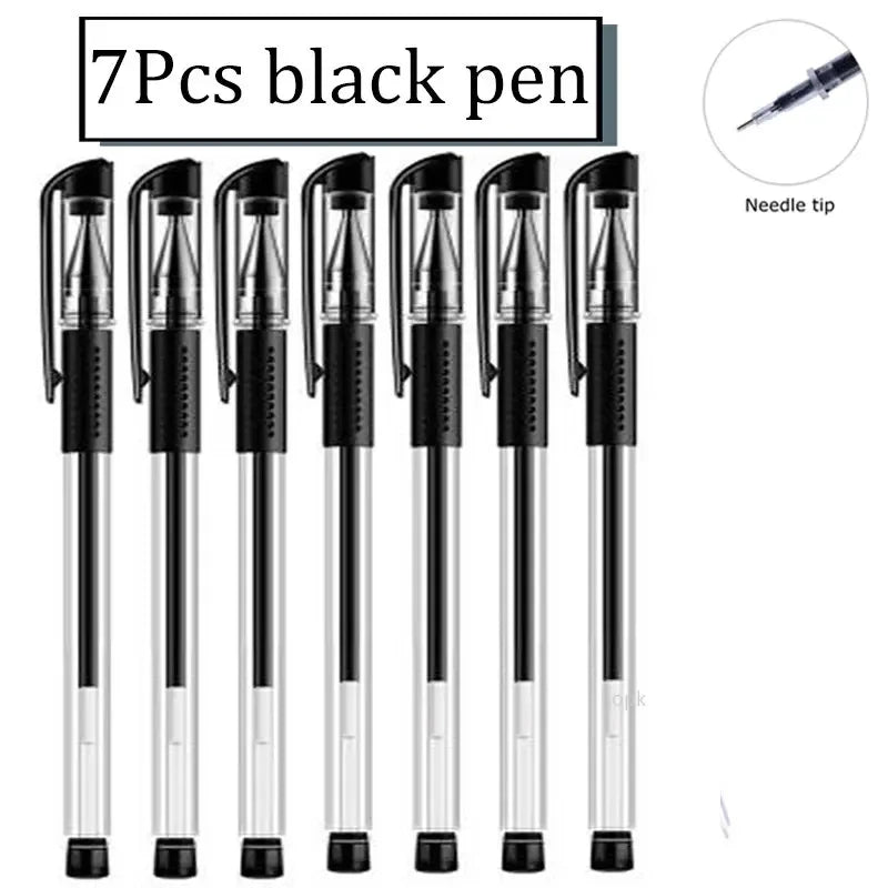 7/35 PCS Gel Pen Set School Supplies Black Blue Red Ink Color Ballpoint Pen Kawaii Pen Writing Tool School Office Stationery