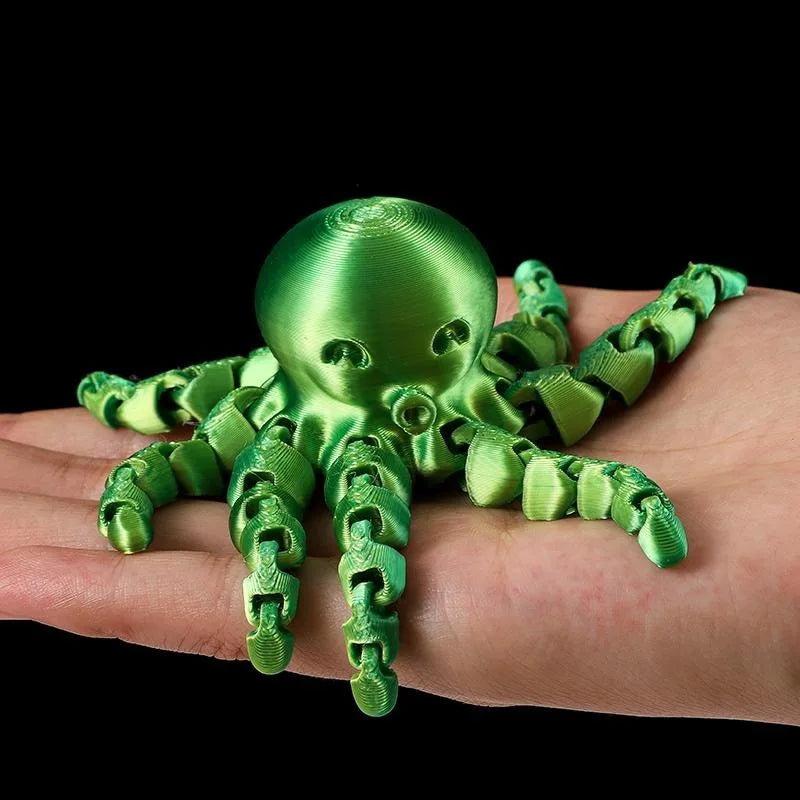 12cm 3D Printed Octopus Figurine with Flexible Joints for Home Office Desk Decoration Ocean Animal Table Ornament Ideal Gift Toy