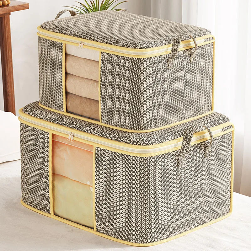 Closet Dustproof Organizer Visible Storage Bag Foldable Storage Box Quilt Container Moisture-proof Clothes Moving Bag