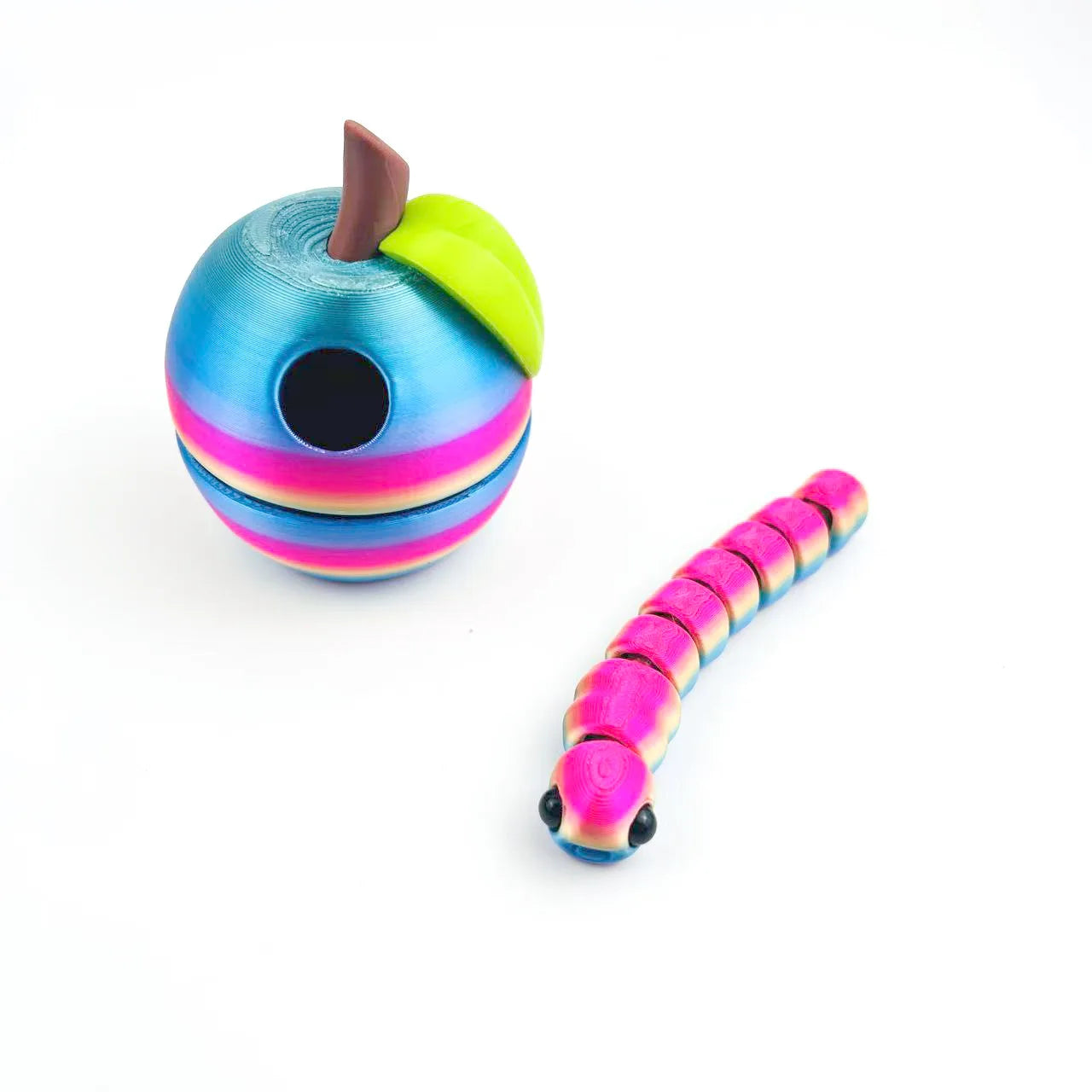 3D Printed Apple Bug Creative Children's Toy Full Body Joints Movable Multi-color Model Figure Home Ornament Birthday Gift