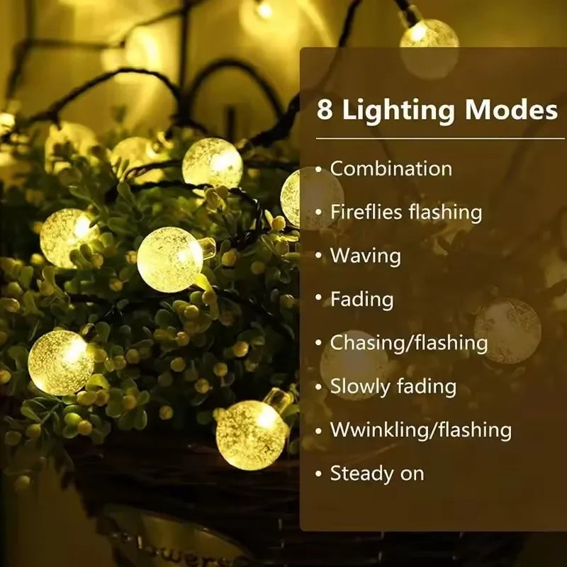 Solar Bubble Ball Light String Lights Outdoor Crystal Globe LED Fairy Lights Garden Party Easter Christmas Wedding Decorations