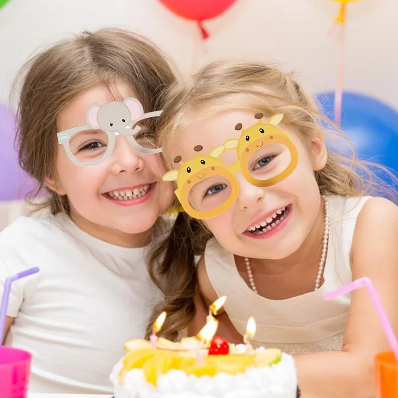 6pcs Paper Glasses Jungle Animals Birthday Party Decoration Kid Funny Masks Safari Theme Animal Party Supplies Photo Baby Shower