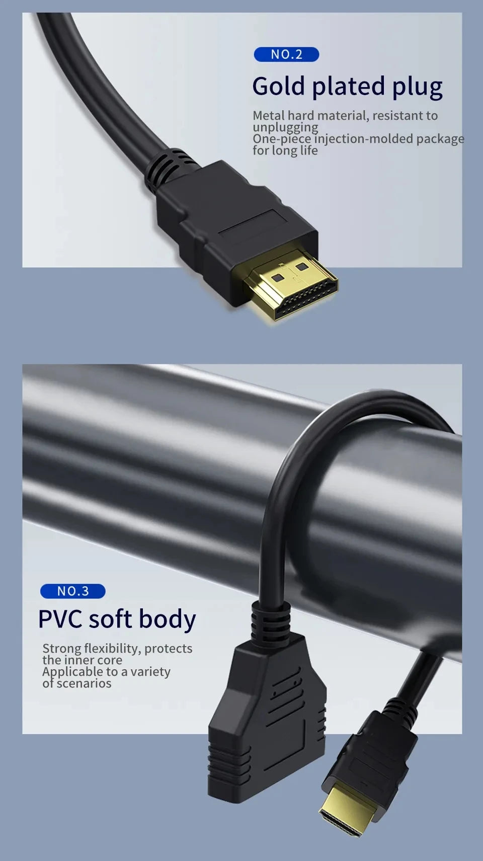 1 In 2 Out HDMI-compatible Splitter Cable 1080P 2 Dual Port Hdmi-Compatible Cable Y Splitter Adapter for Laptop Monitor TV Box