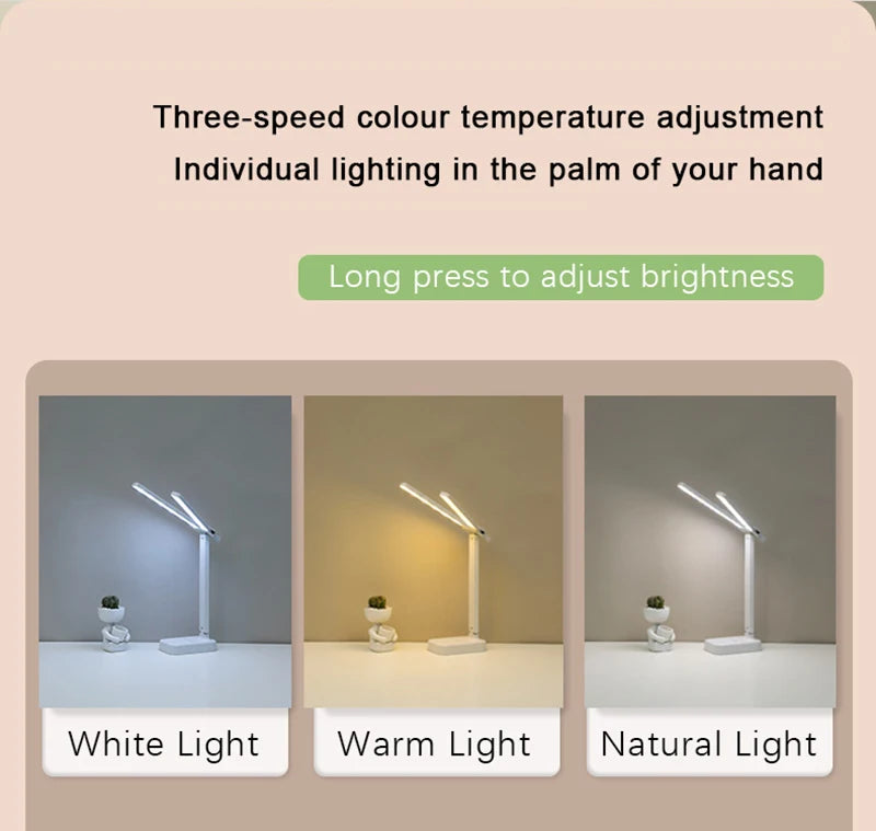 LED Desk Lamp USB Rechargeable Touch Night Light 3 Levels Dimmable Eye Protection Foldable Table Lamp For Bedroom Bedside Readin