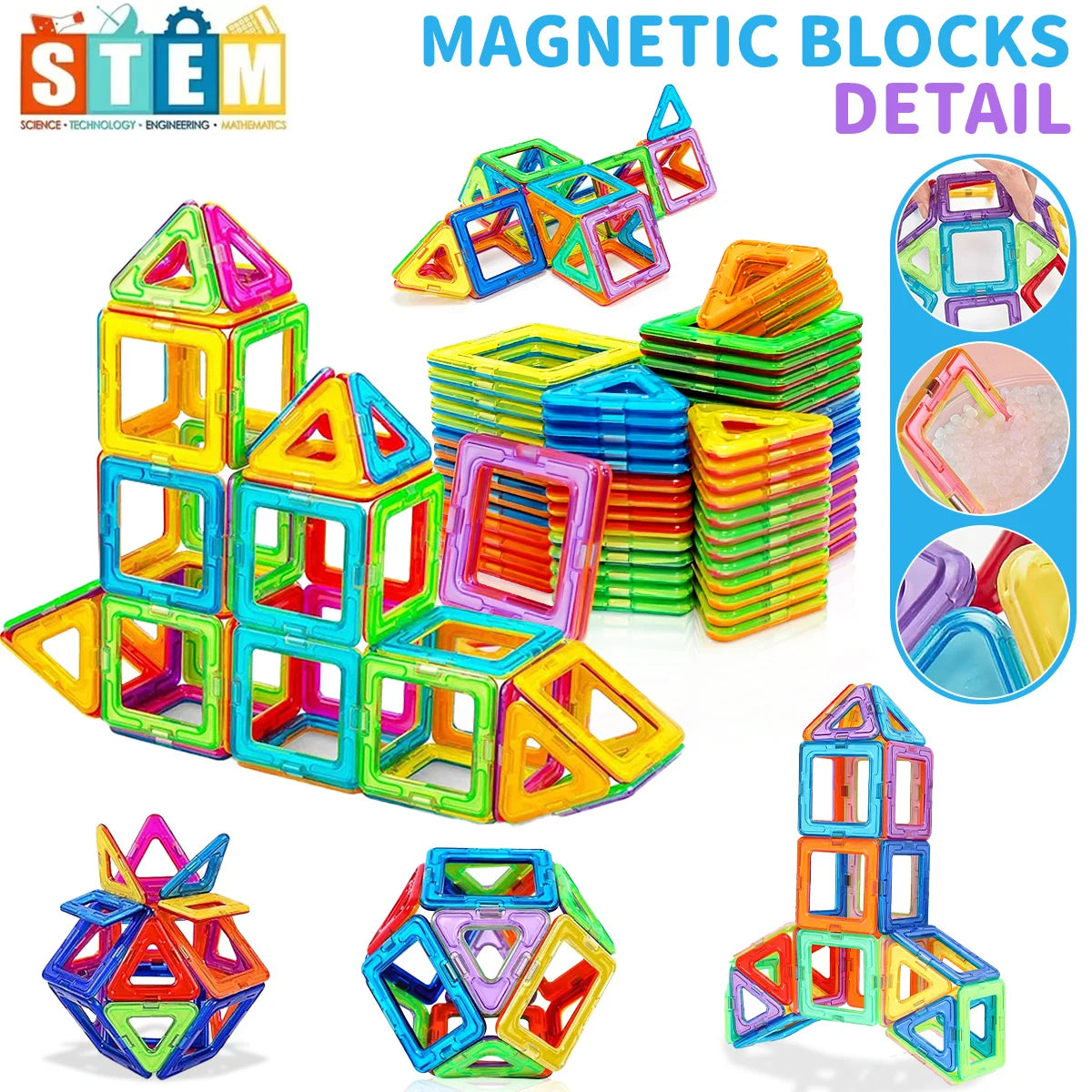 Magnetic Building Blocks for children's Toys, Puzzle Learning, Birthday and Christmas Gifts
