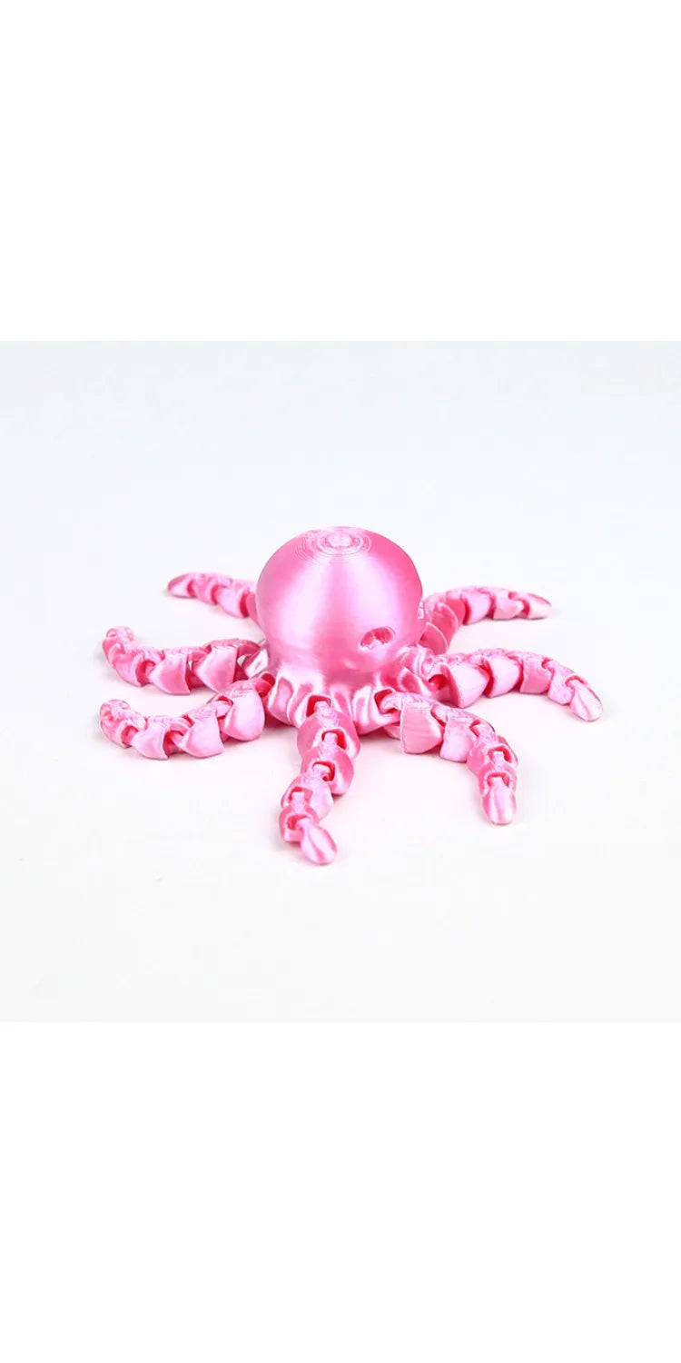 12cm 3D Printed Octopus Figurine with Flexible Joints for Home Office Desk Decoration Ocean Animal Table Ornament Ideal Gift Toy