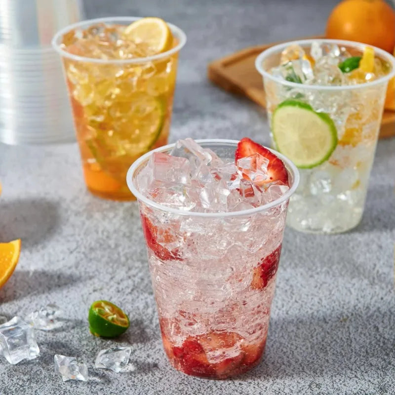 50/100PCS Disposable Clear Plastic Cup Outdoor Picnic Plastic Cup Drinking Cup for Parties Birthdays Weddings Camping Utensils