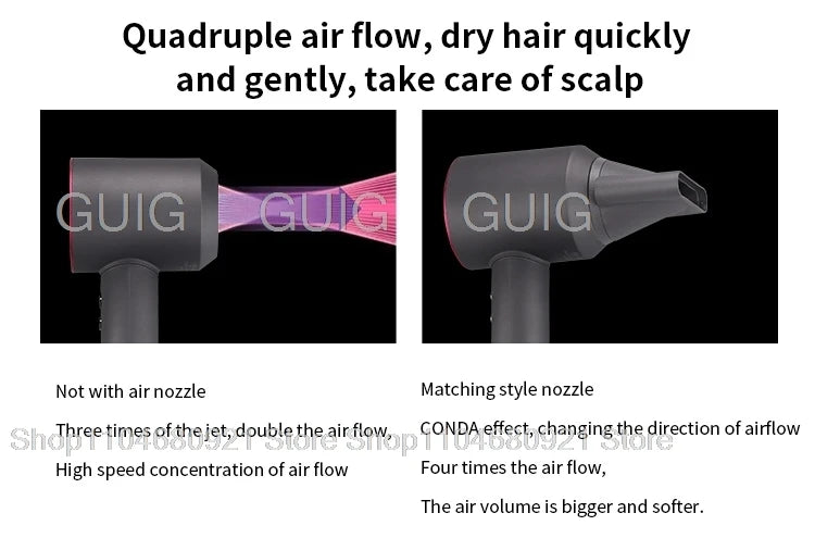 Leafless Hair Dryer New Professional With Flyaway Attachment Negative Ionic Premium Hair Dryers Multifunction Salon Style Tool