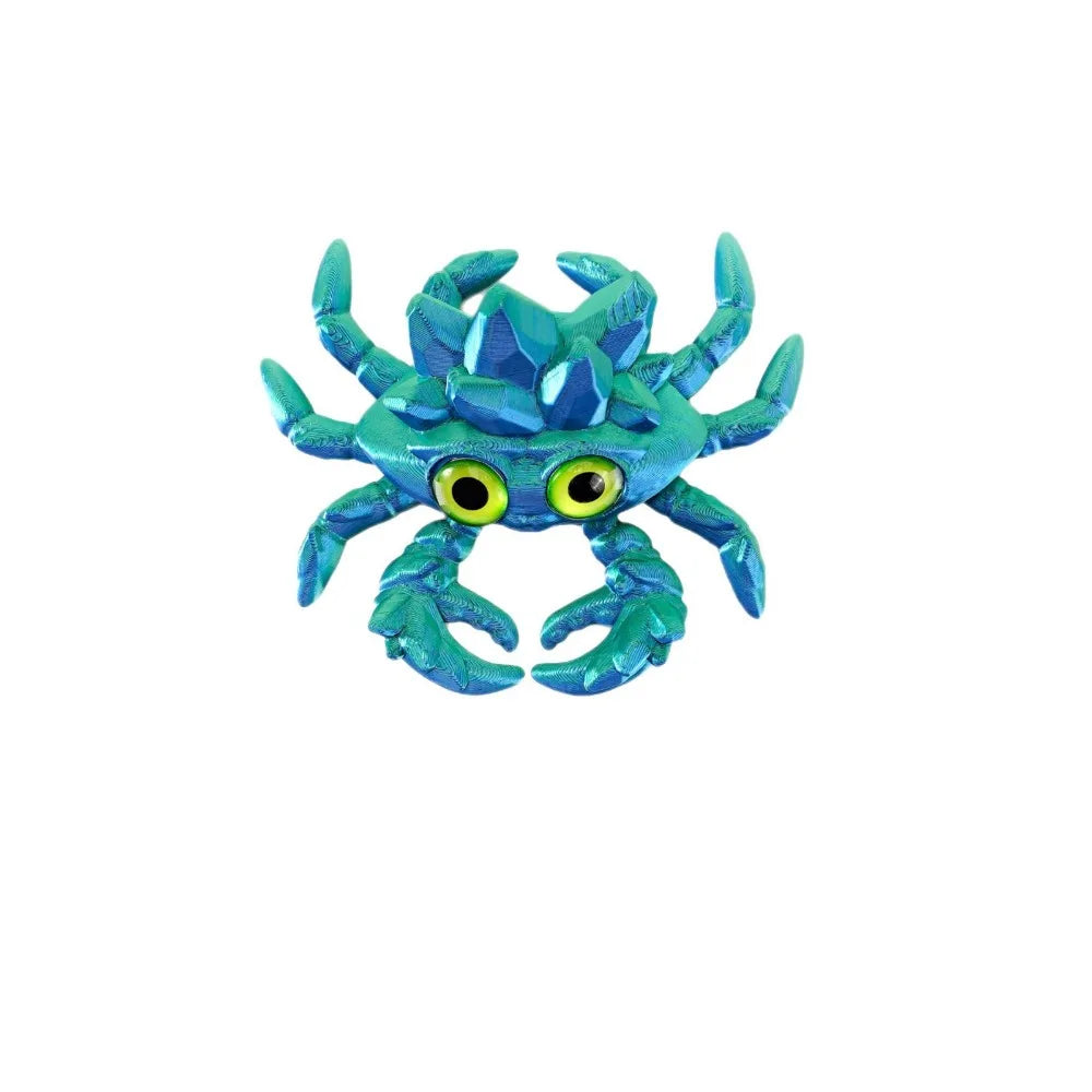 3D Printed Crystal Gems Crab Toys Joint Movable Model Novelty Animals Toy Anti-stress Figurine Miniature Desk Ornaments Birthday