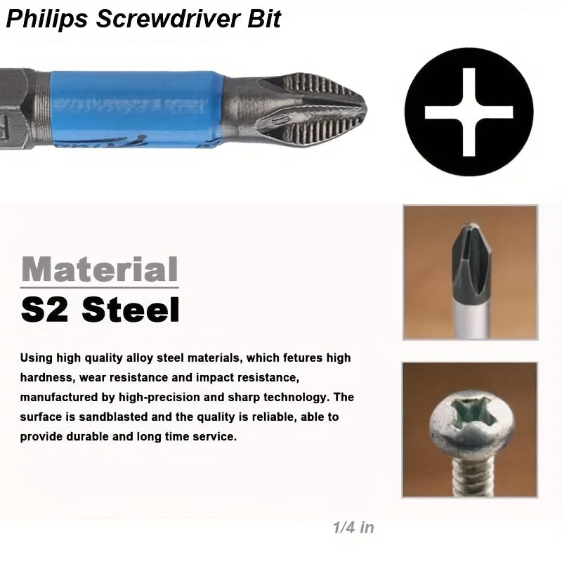 Magnetic Screwdriver Bit Set PH1 PH2 PH3 PZ1 PZ2 PZ3 Anti-skid 1/4 Hexagonal Shank Suitable for hand drill tools Accessories Par