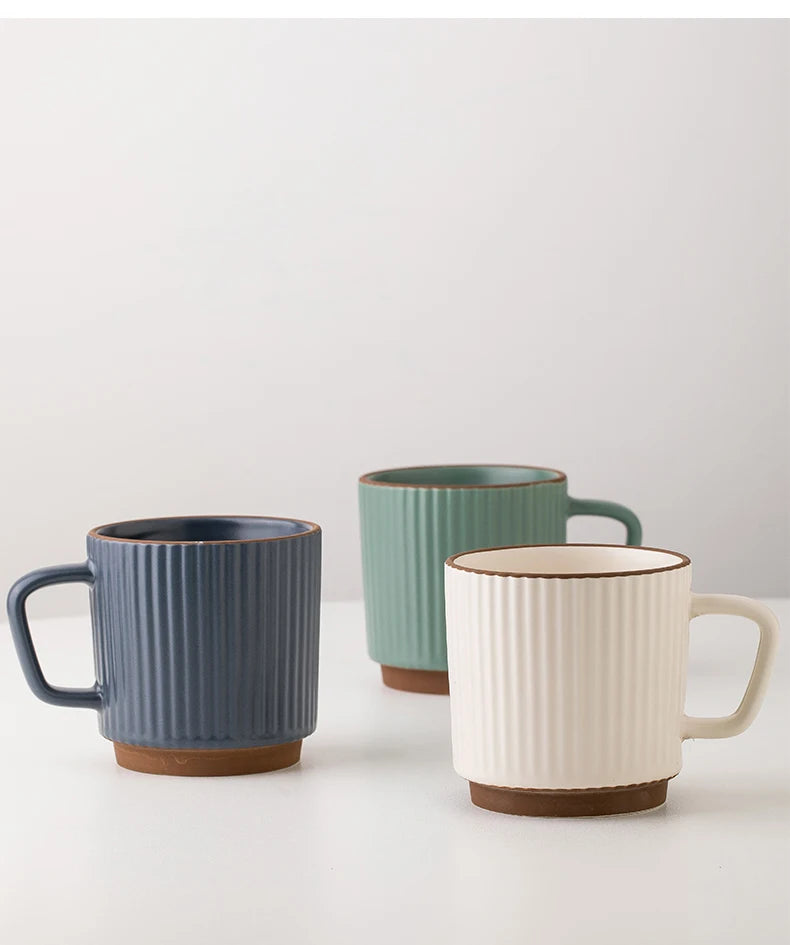2PCS 250ML Antique Relief Mug Ceramic Water Cup Coffee Cup Household Water Cup Coffee Shop Milk Cup