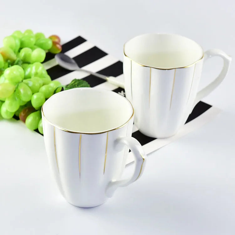 300ml Bone Ceramic Phnom Penh Silver Border Mug China Relief Moonlight Cup Office Gift Coffee Milk Tea Cup With Handle