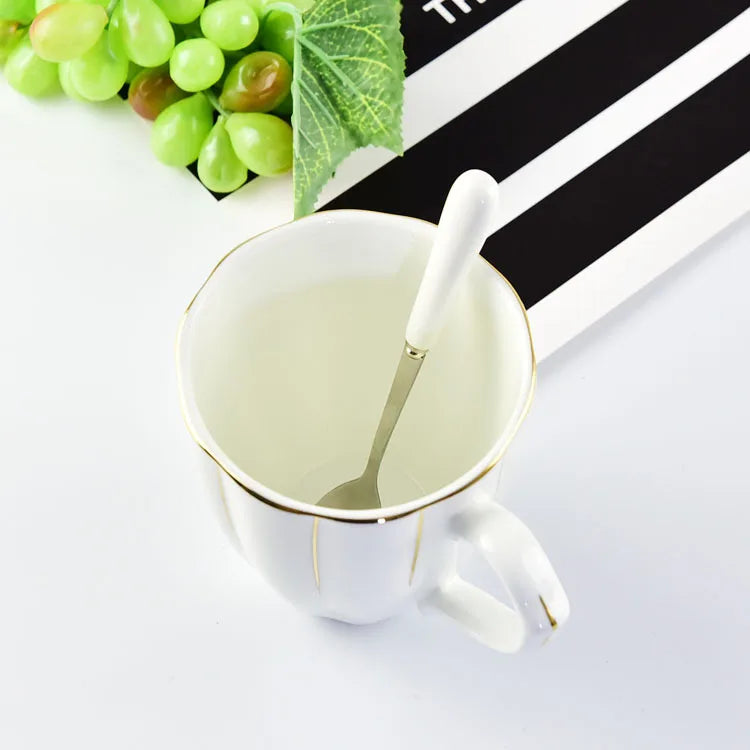 300ml Bone Ceramic Phnom Penh Silver Border Mug China Relief Moonlight Cup Office Gift Coffee Milk Tea Cup With Handle