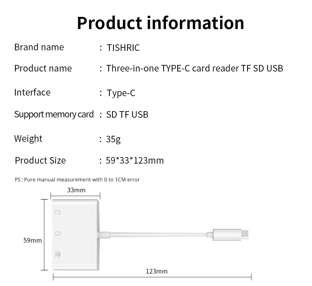 TISHRIC Micro USB Type C Adapter USB TF SD Card Reader USB-C Memory Card Adapter For Macbook Samsung Huawei XiaoMi Laptop Phone