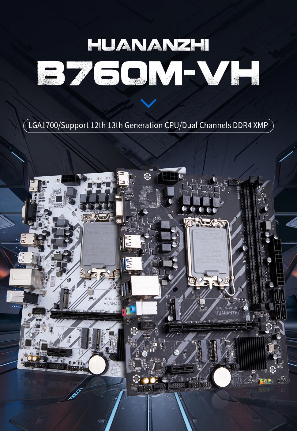 HUANANZHI B760M VH A M-ATX DDR4 Motherboard Support 12 13 Gen B760 Intel LGA 1700 CPU 12100F 12400F 12490F 12600F 12700F 13600F